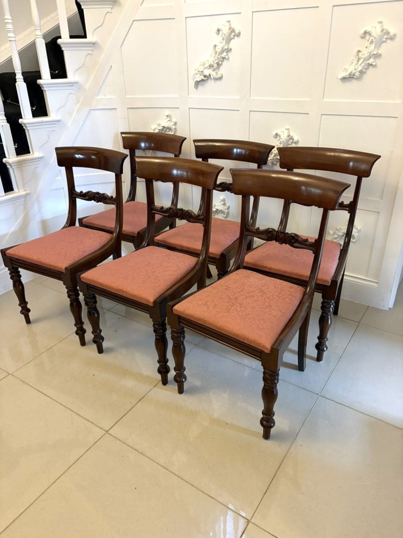 Set of 6 Antique William IV Quality Mahogany Dining Chairs